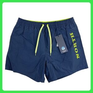 North Sails Volley W Graphic Swim Shorts Men SMALL Blue Nylon Cotton 5" Mesh NEW